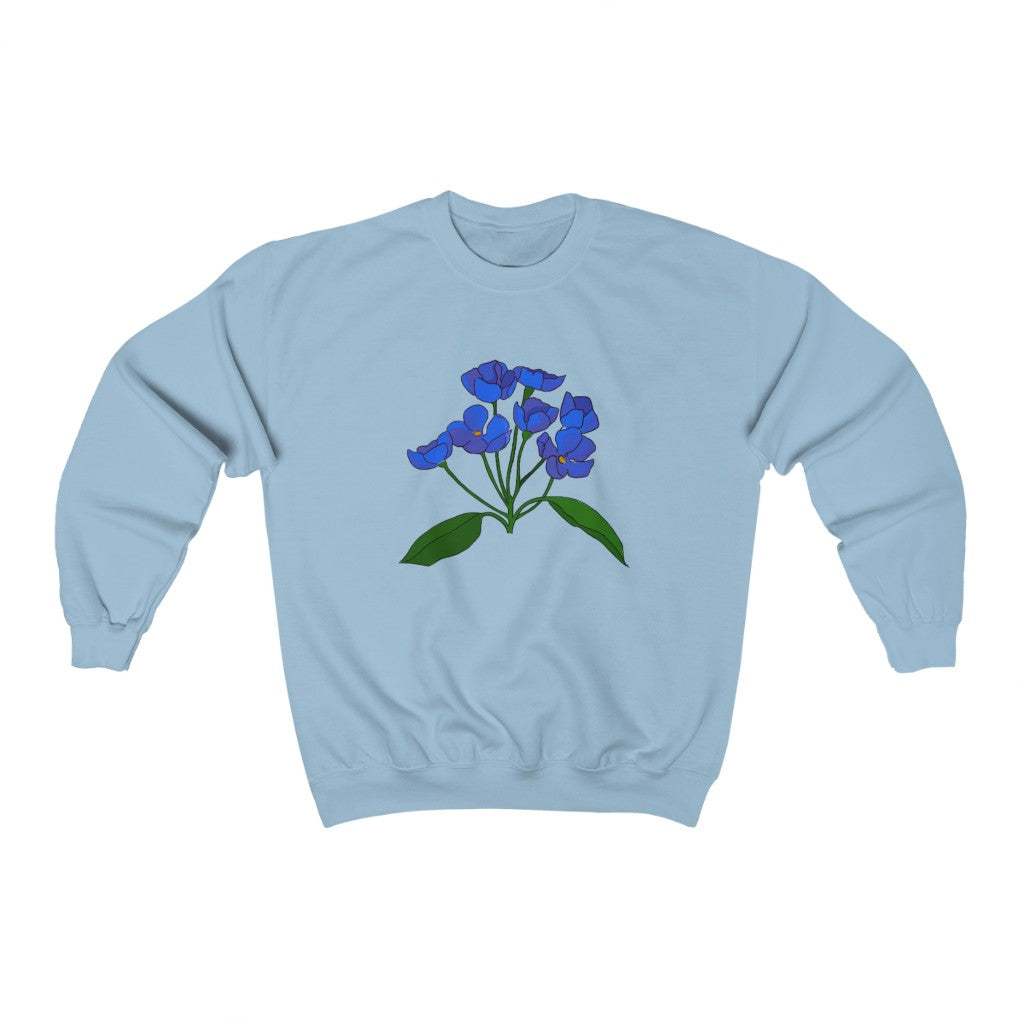 Blue Flower Patch Crewneck Sweatshirt