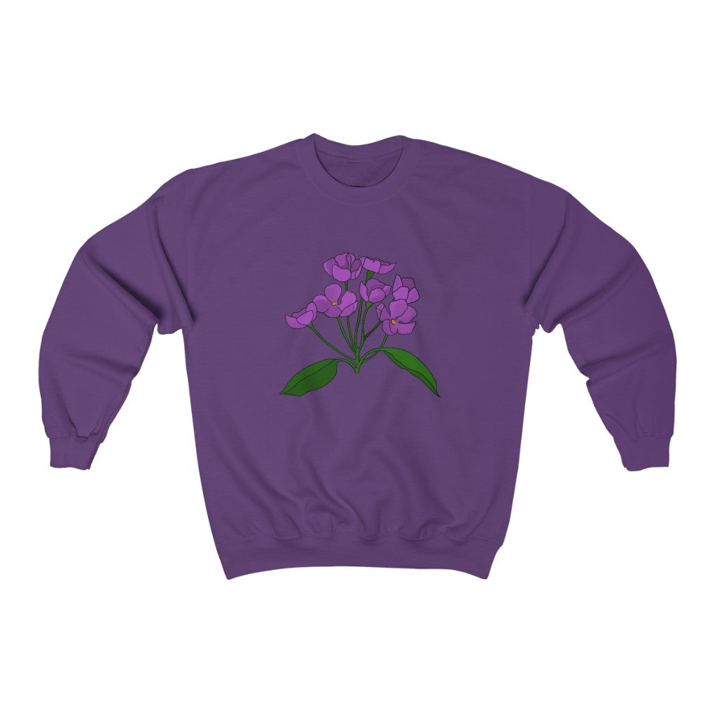 Purple Flower Patch Crewneck Sweatshirt