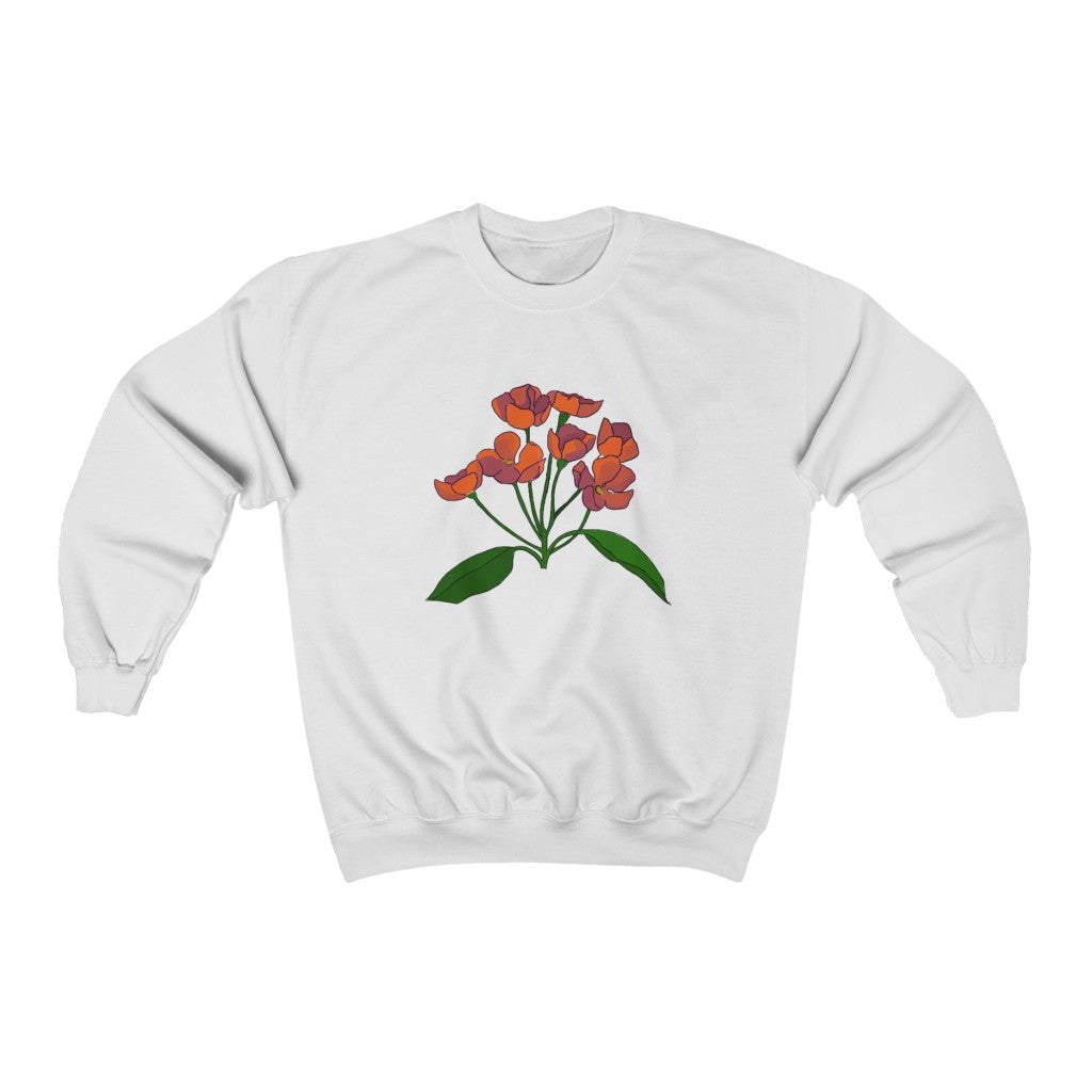 Orange Flower Patch Crewneck Sweatshirt