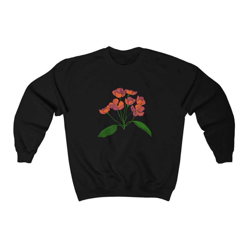 Orange Flower Patch Crewneck Sweatshirt