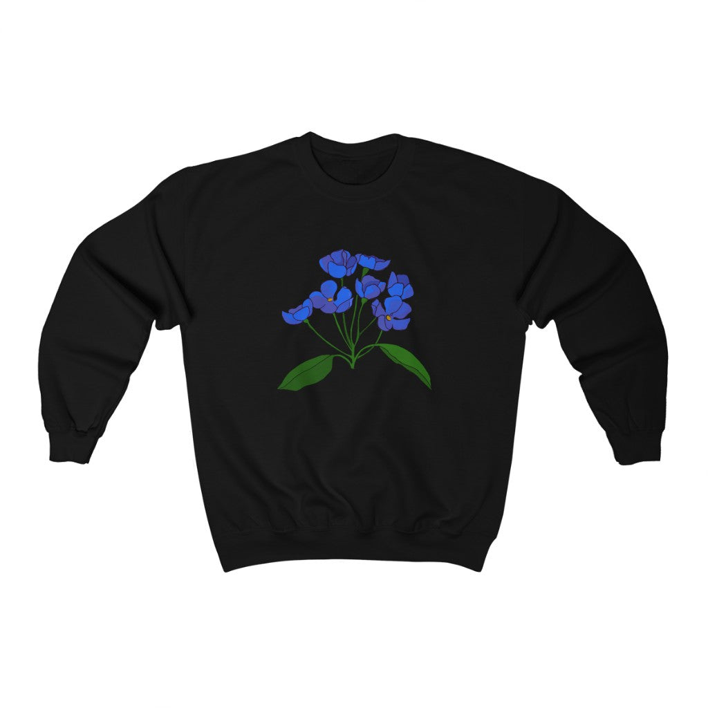 Blue Flower Patch Crewneck Sweatshirt