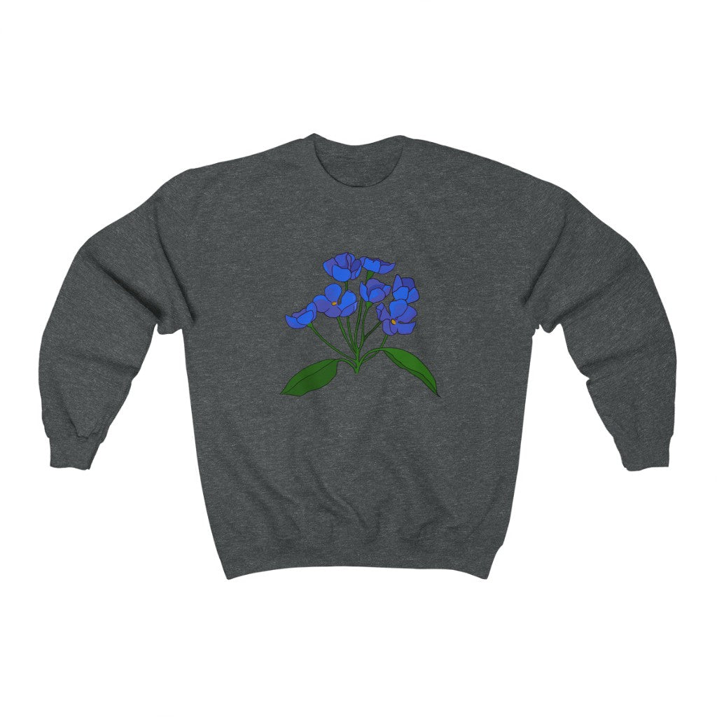 Blue Flower Patch Crewneck Sweatshirt