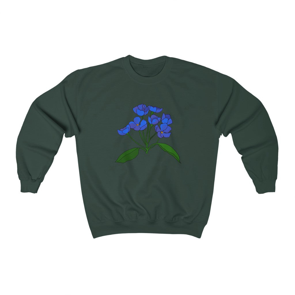 Blue Flower Patch Crewneck Sweatshirt