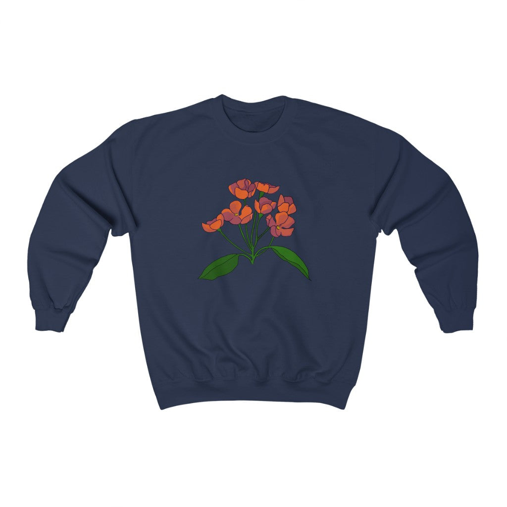 Orange Flower Patch Crewneck Sweatshirt