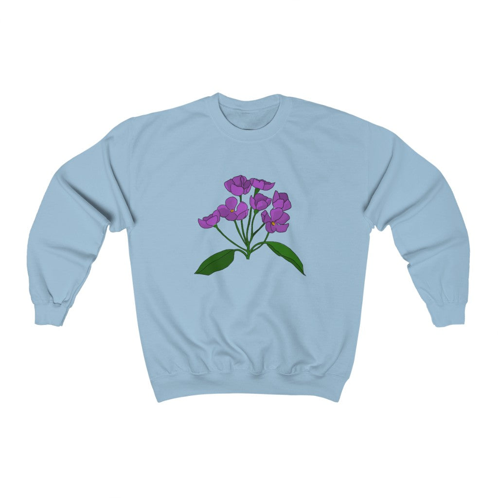 Purple Flower Patch Crewneck Sweatshirt