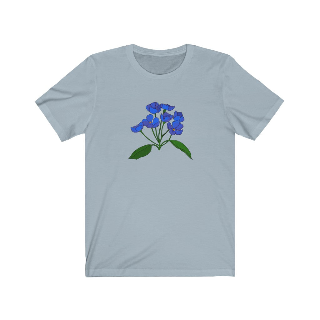 Blue Flower Patch Sleeve Tee