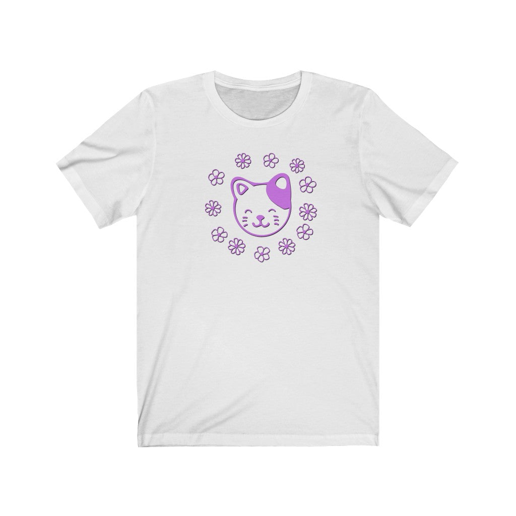 Lavender Floral Cat Short Sleeve Tee