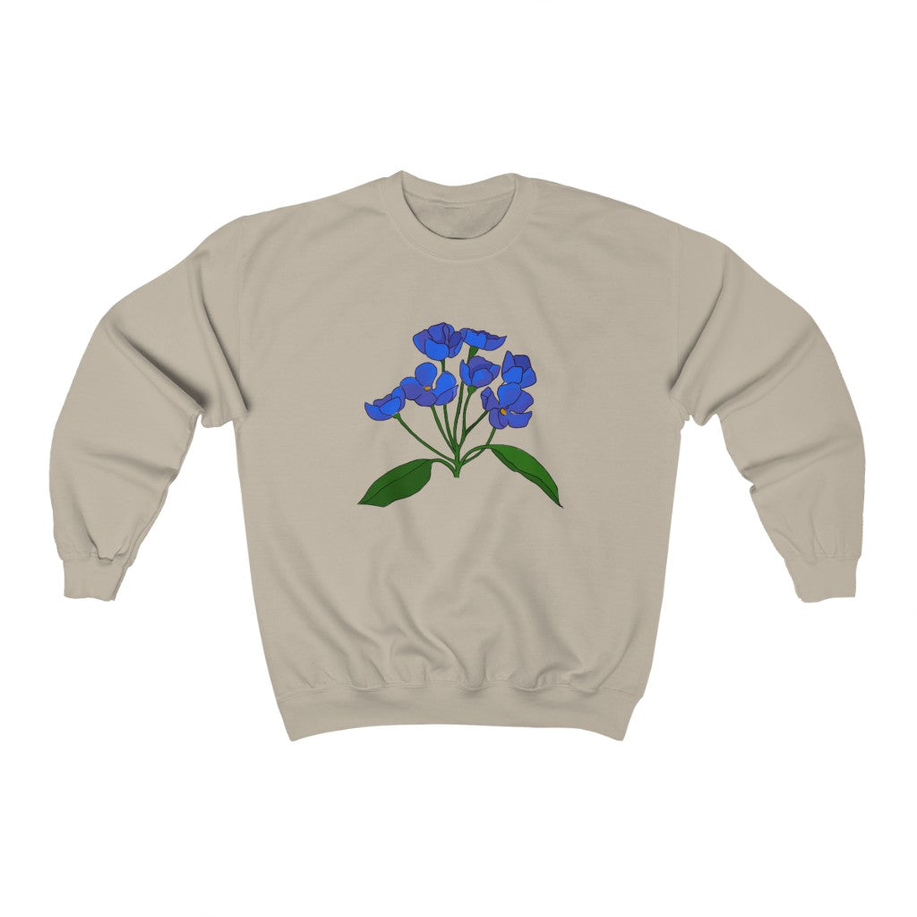 Blue Flower Patch Crewneck Sweatshirt