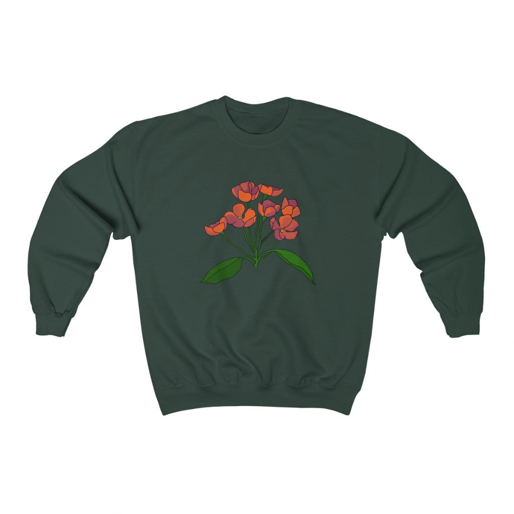 Orange Flower Patch Crewneck Sweatshirt