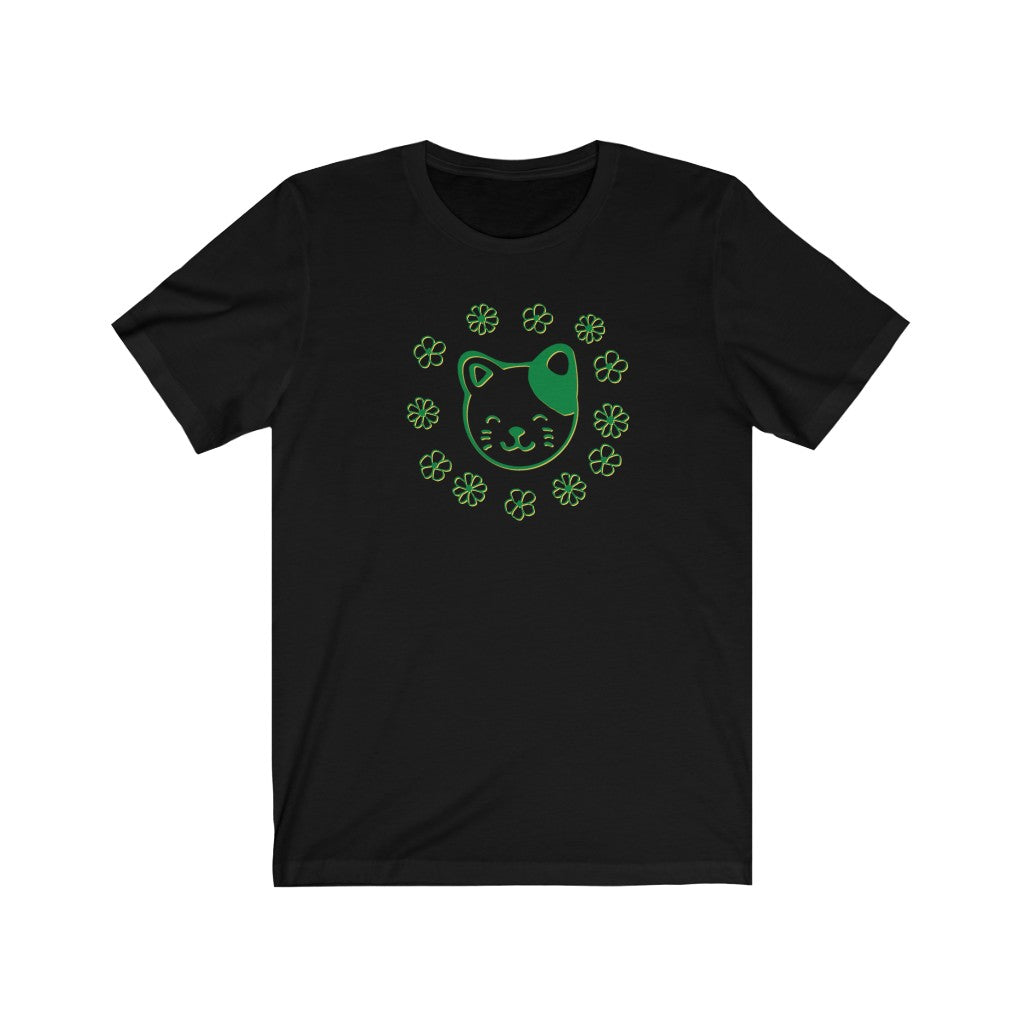 Green Floral Cat Short Sleeve Tee