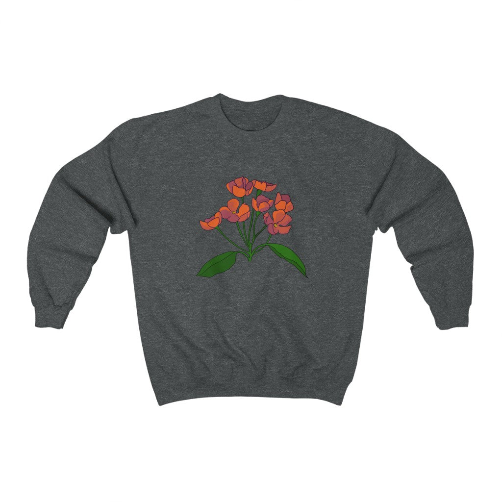 Orange Flower Patch Crewneck Sweatshirt