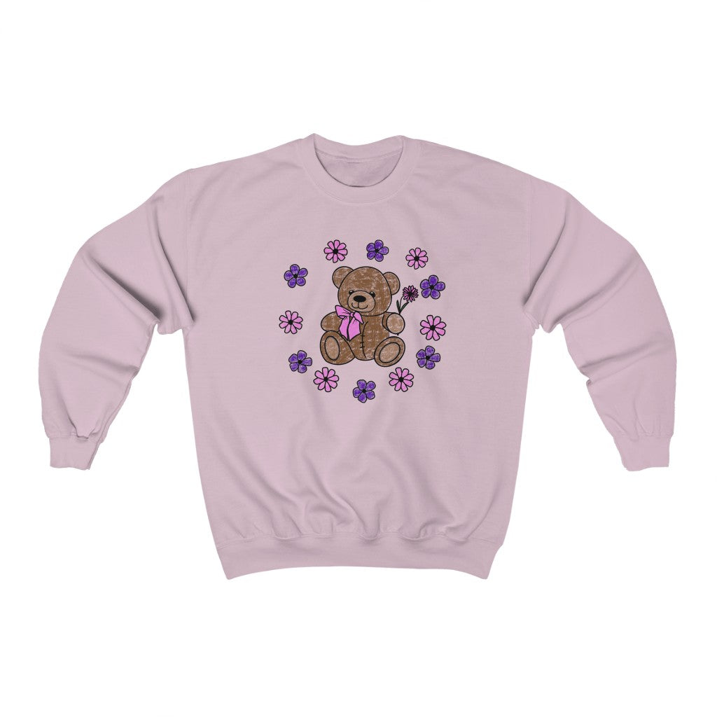 Lilac Friendly Bear Crewneck Sweatshirt