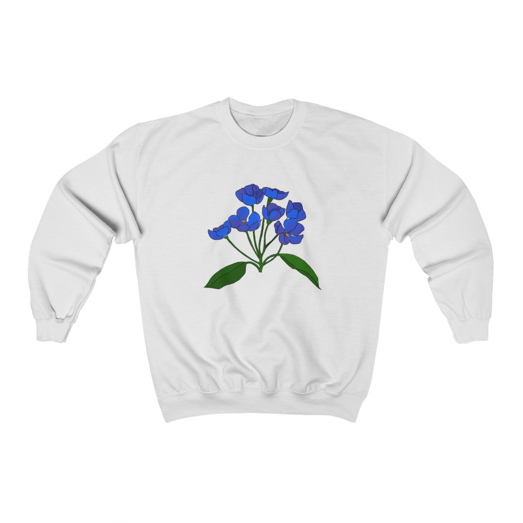 Blue Flower Patch Crewneck Sweatshirt