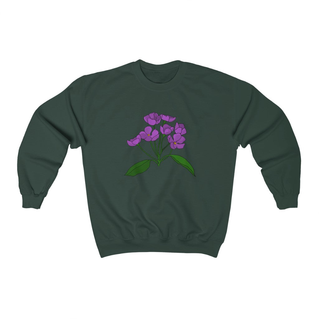 Purple Flower Patch Crewneck Sweatshirt