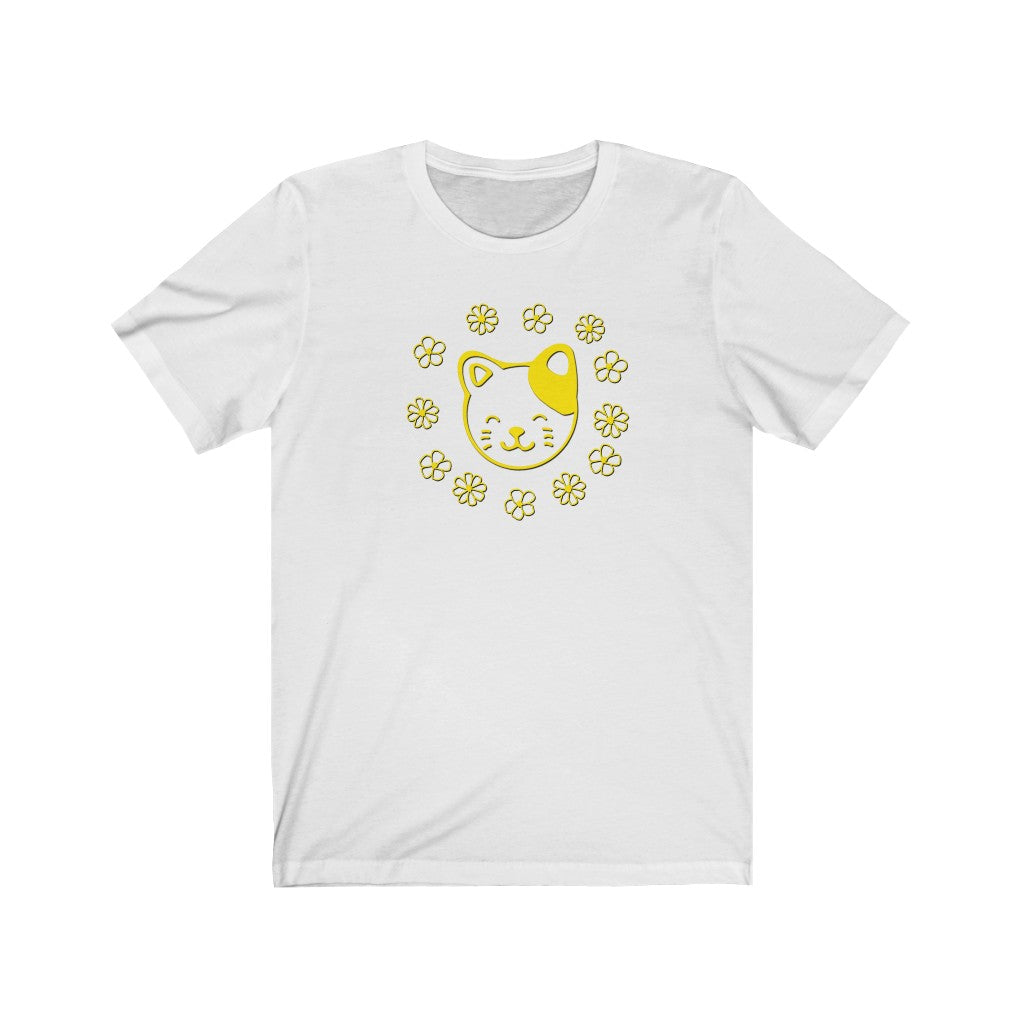 Yellow Floral Cat Short Sleeve Tee