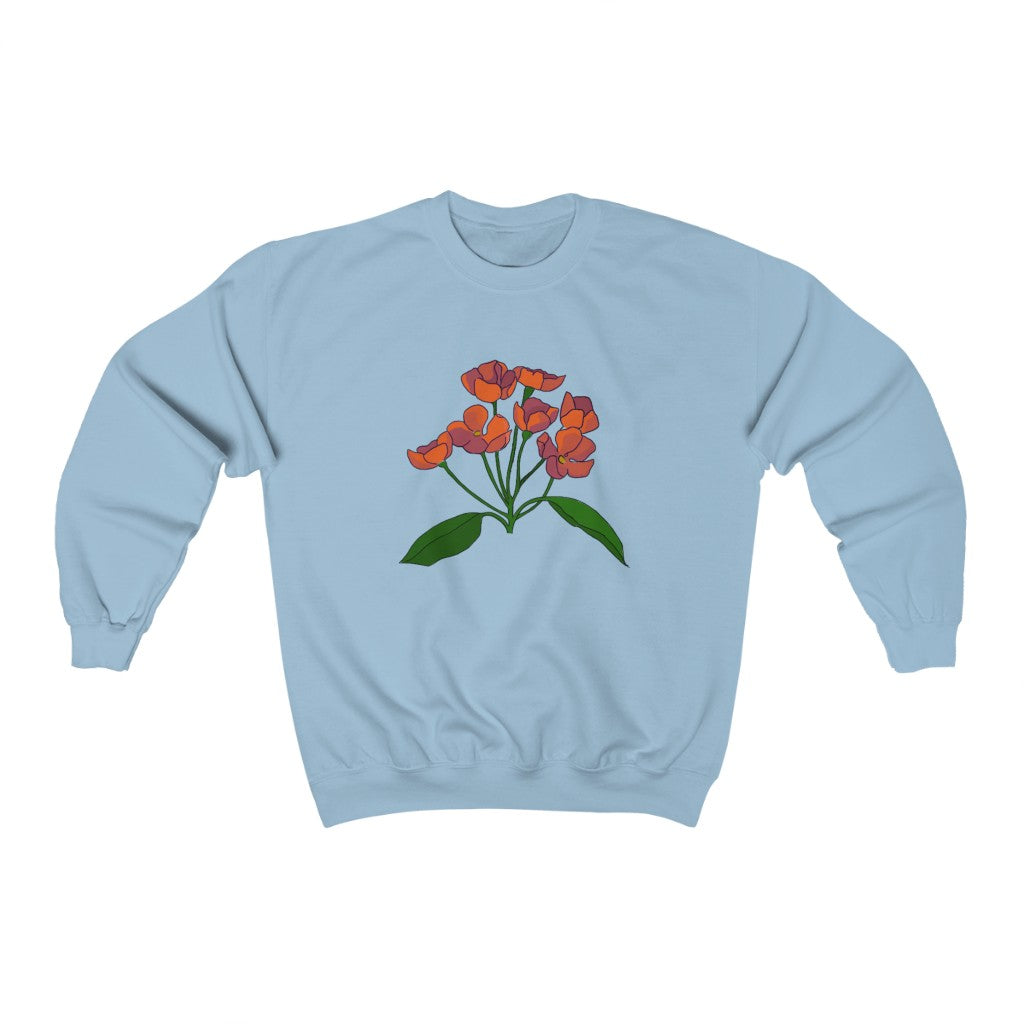 Orange Flower Patch Crewneck Sweatshirt