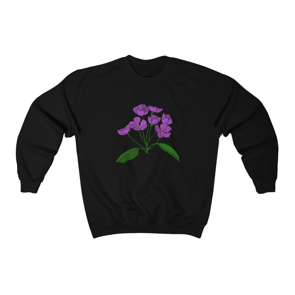 Purple Flower Patch Crewneck Sweatshirt