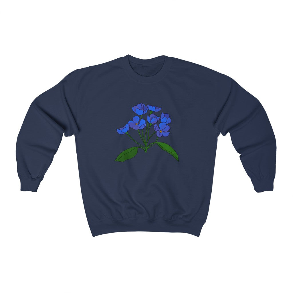 Blue Flower Patch Crewneck Sweatshirt