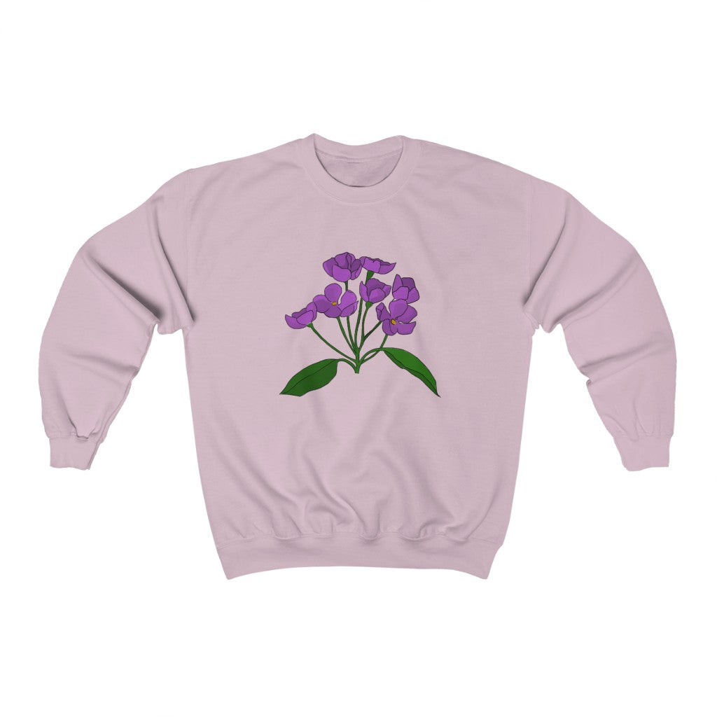 Purple Flower Patch Crewneck Sweatshirt