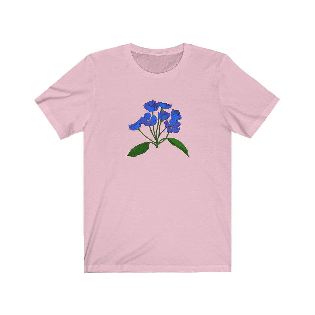 Blue Flower Patch Sleeve Tee