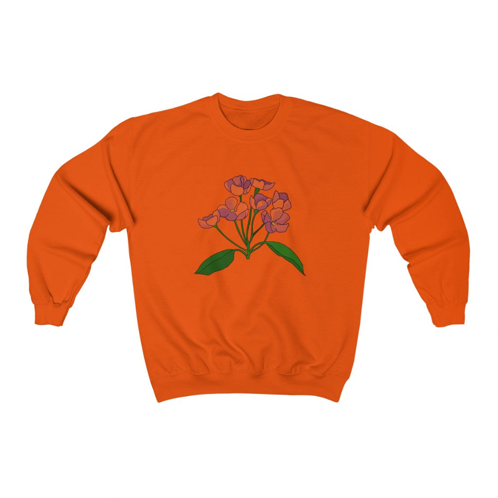 Orange Flower Patch Crewneck Sweatshirt