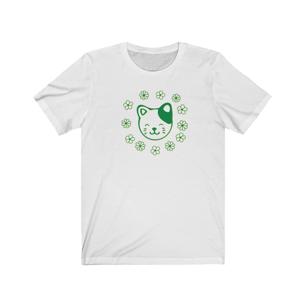 Green Floral Cat Short Sleeve Tee