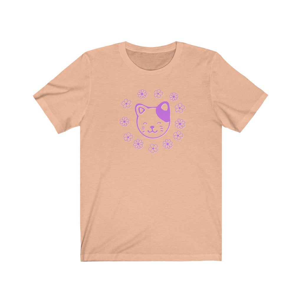 Lavender Floral Cat Short Sleeve Tee